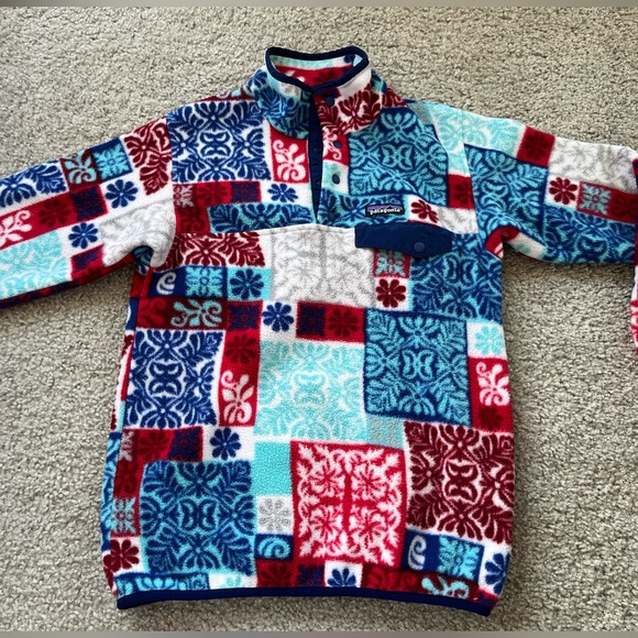 Patagonia Synchilla Snap-T Makai Totally Red Patchwork Pull Over Fleece Size XS - Picture 9 of 11